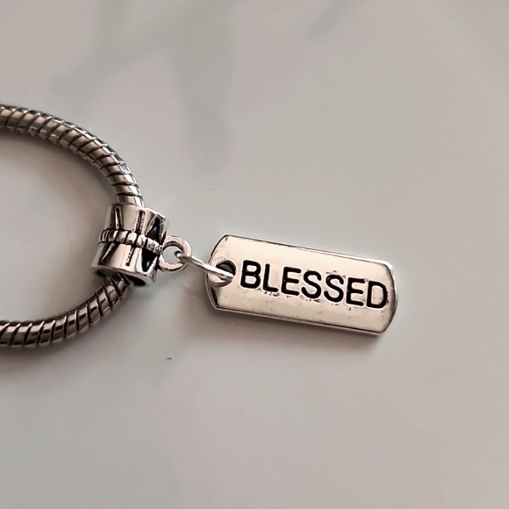 BLESSED  Charm Fits pandora and European Systems